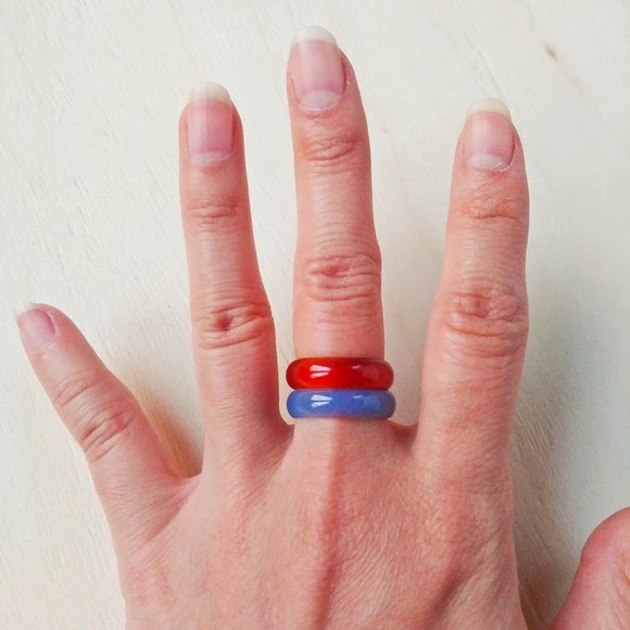 ►Free With Another Bundle ◄ 90s Vintage Glass Rings - Picture 2 of 3